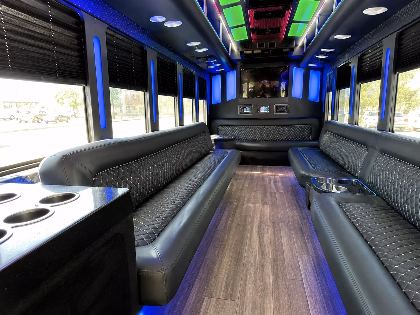 buena park 15 passenger party bus inside