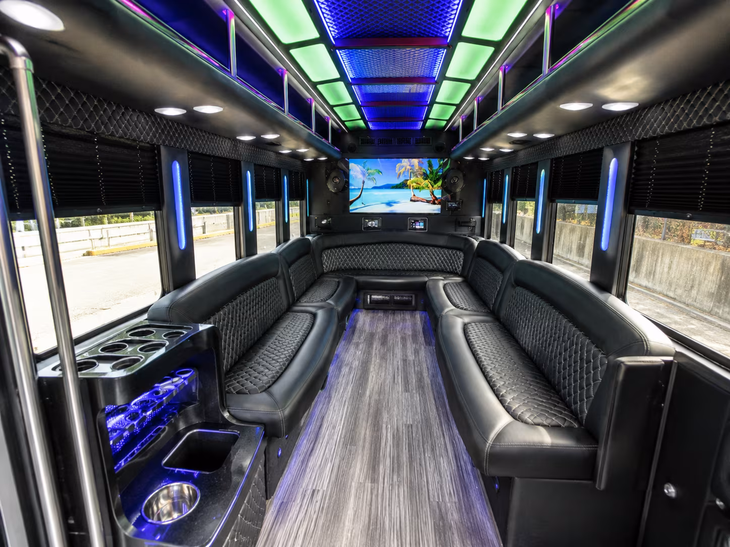 buena park 18 passenger party bus inside
