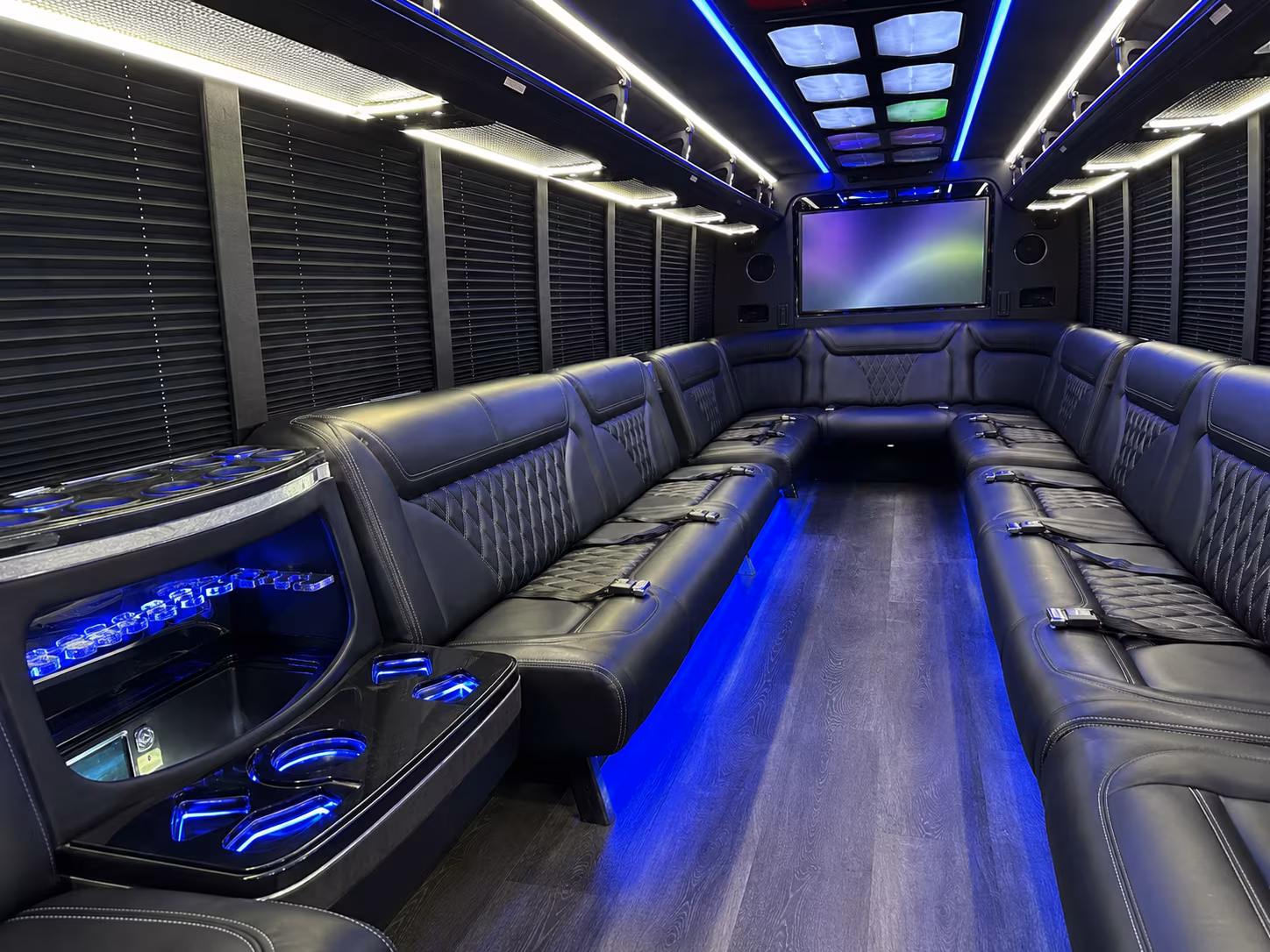 buena park 20 passenger party bus inside