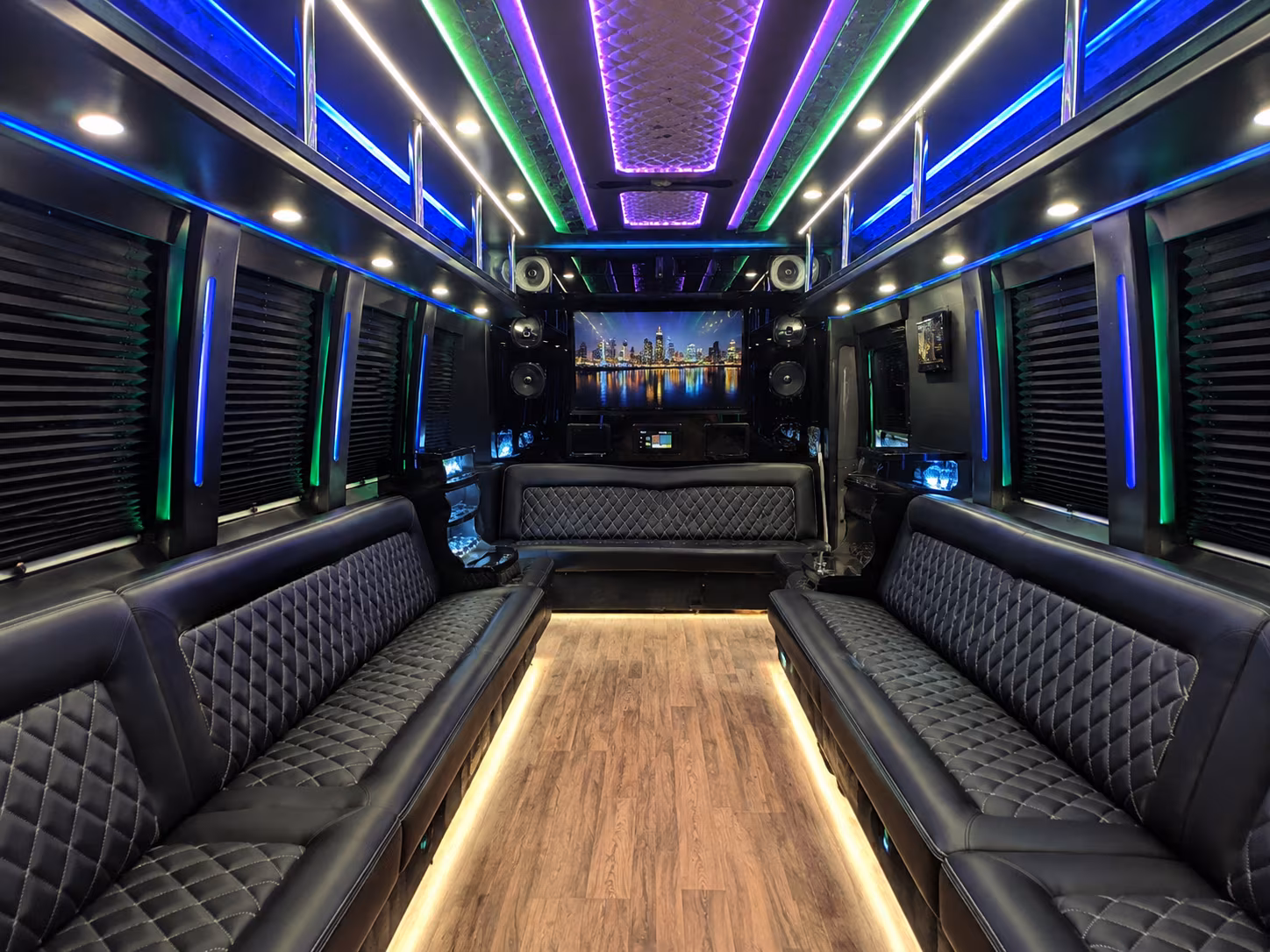 buena park 25 passenger party bus interior