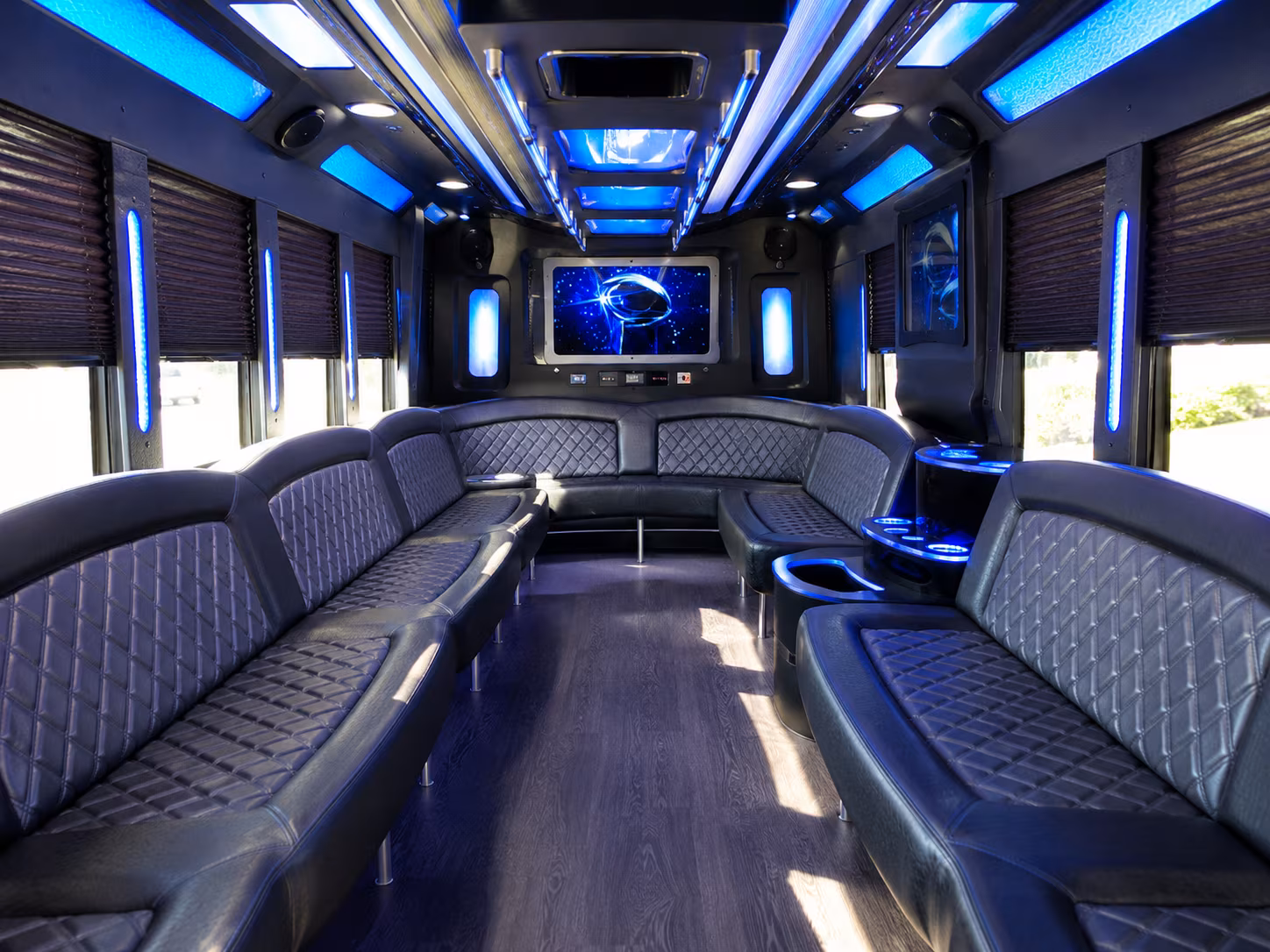 buena park 28 passenger party bus inside