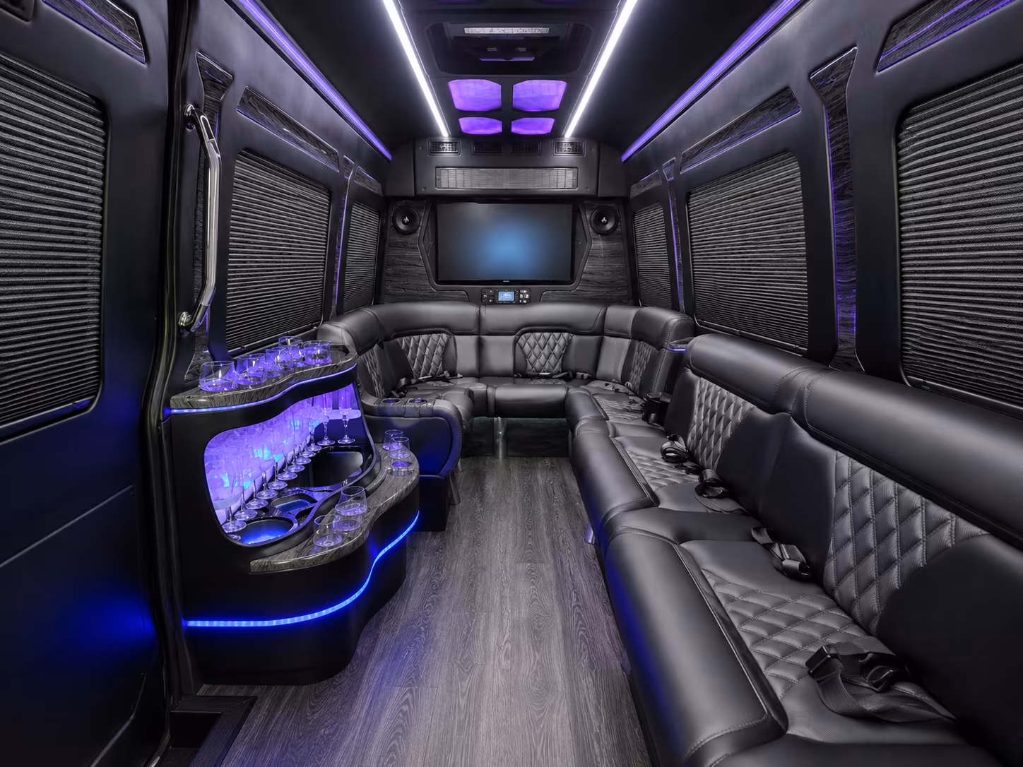 buena park 28 passenger party bus interior