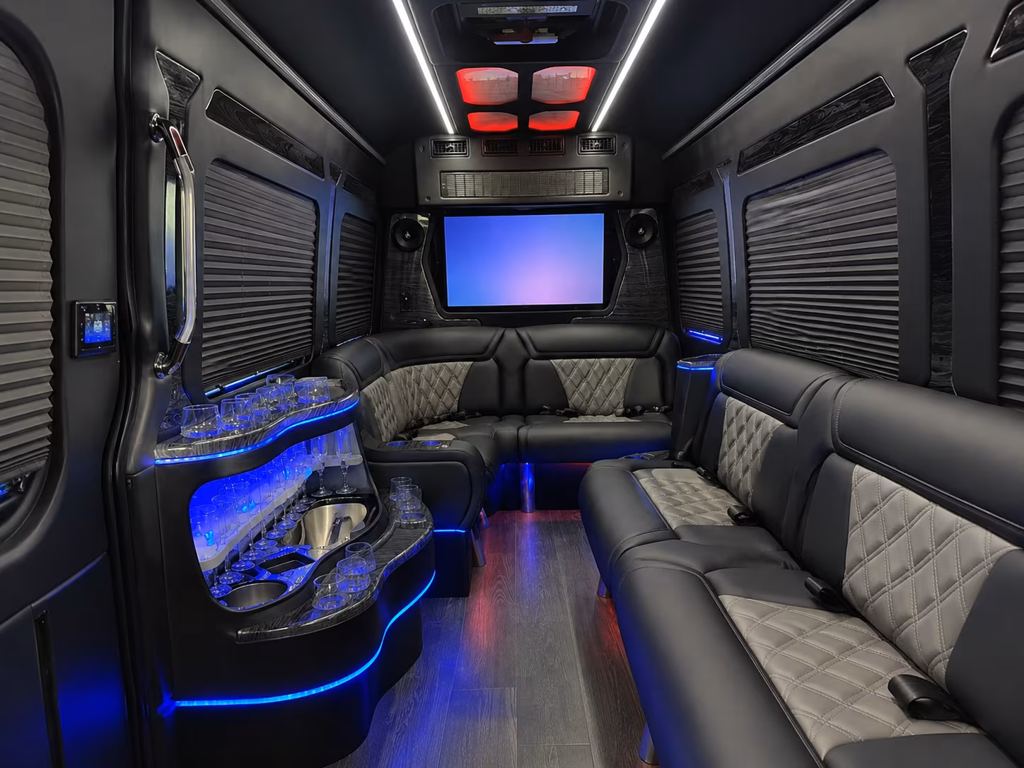 buena park 30 passenger party bus inside