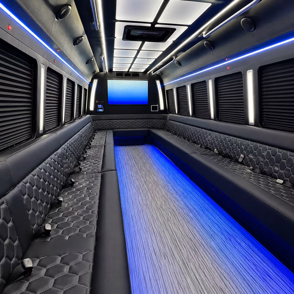 buena park 50 passenger party bus inside