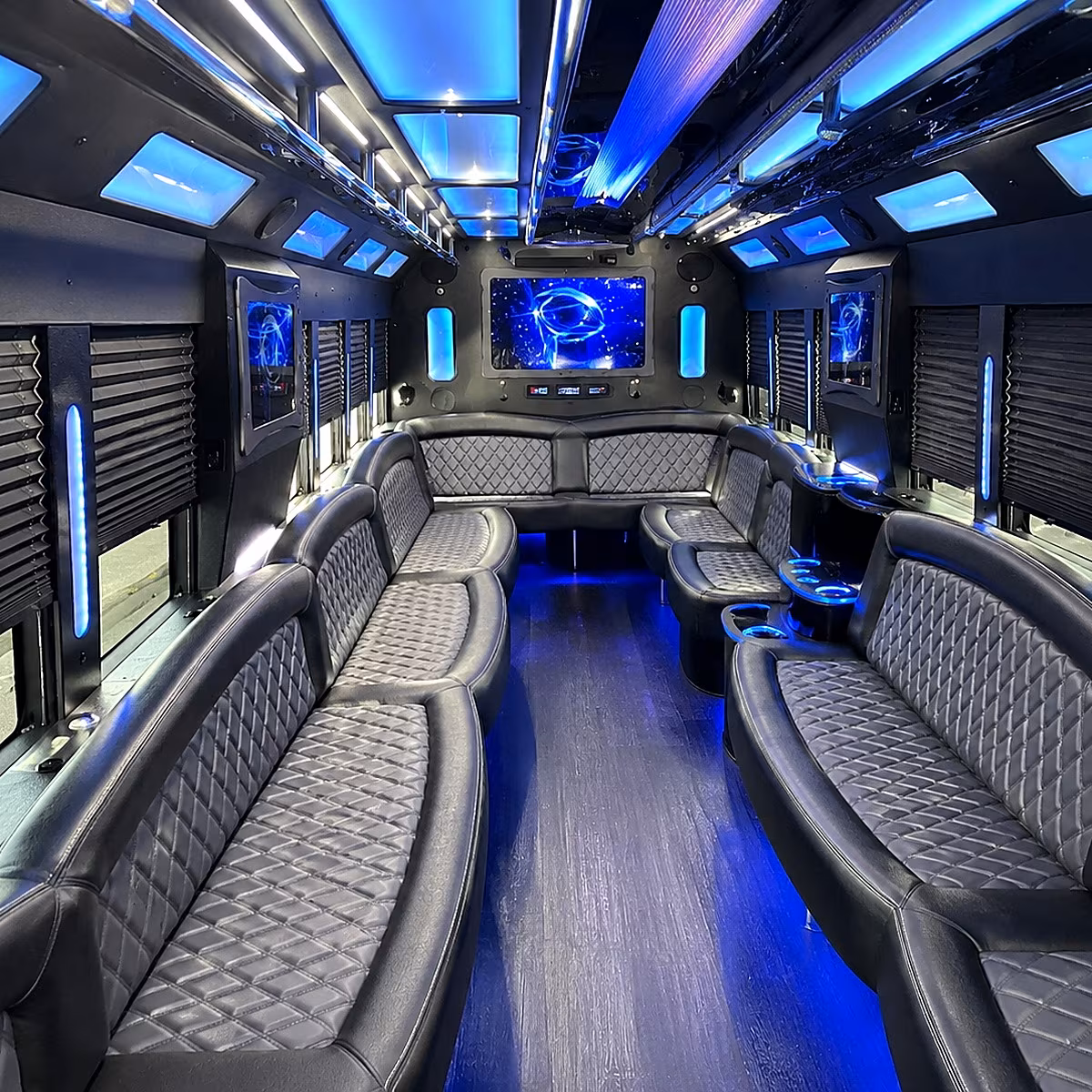 buena park 50 passenger party bus interior