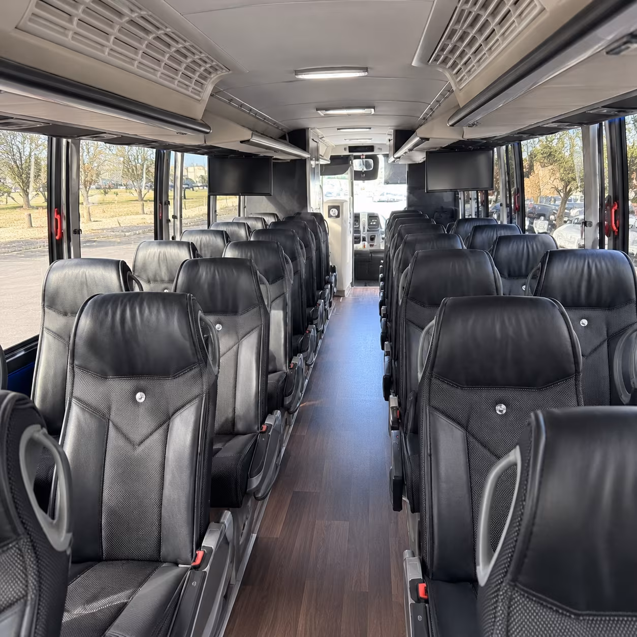 buena park 56 passenger charter bus inside